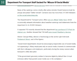 Huffington Post – Department For Transport Staff Sacked For 'Misuse Of Social Media'