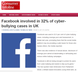 Consumer Infoline reports on Parliament Street research into Facebook harassment