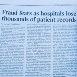 Parliament Street research on NHS Patient Records featured on page 2 of The Times